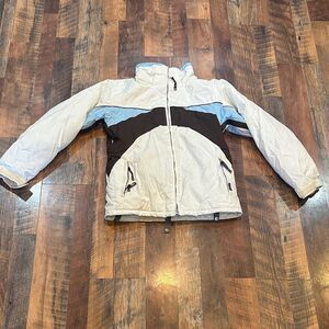 White and Brown Puffer Jacket S (3150)